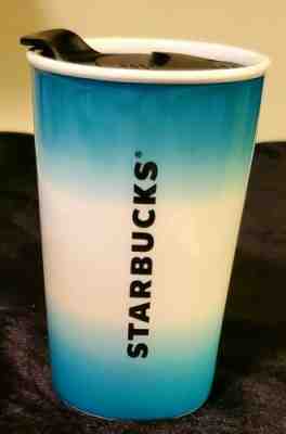 Starbucks 10 oz Ounce Ceramic Ombre Teal Double Wall Tumbler Travel Coffee Mug  - Sold on eBay Jan, 24th 2020 for $22.00