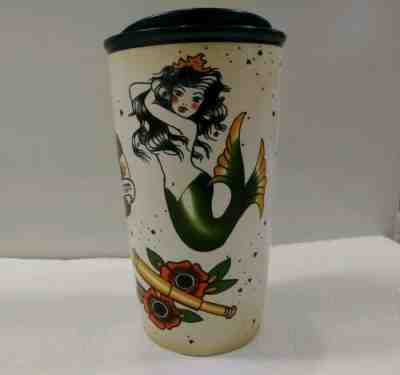 Starbucks 2015 Tattoo Mermaid Siren Sailor Ceramic Travel Mug Cup Tumbler 12 OZ - Sold on eBay Jan, 24th 2020 for $68.88