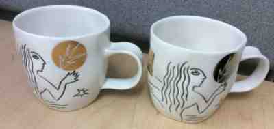 NEW SET OF 2 STARBUCKS MUG 2013 ETCHED SIREN MERMAID 12 oz FAUX GOLD ACCENTS - Sold on eBay Jan, 24th 2020 for $30.00