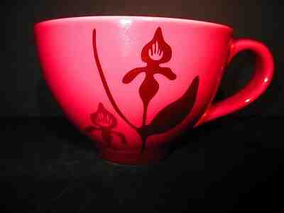 Starbucks 2006 Dark Pink Maroon Floral Iris Coffee Tea Mug 12oz Footed Pedestal - Sold on eBay Jan, 24th 2020 for $19.95