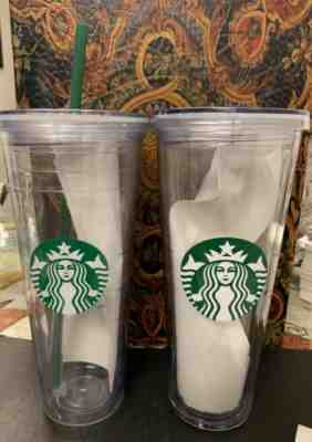 2 Starbucks Tumbler Plastic Cup With Lid Logo 24oz Venti 1 W/ Straw #2198. #C50 - Sold on eBay Jan, 24th 2020 for $28.00