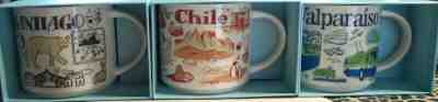 LOT OF 3 Starbucks Mugs  SANTIAGO, VALPARAÍSO & CHILE BEEN THERE SERIES 14oz.