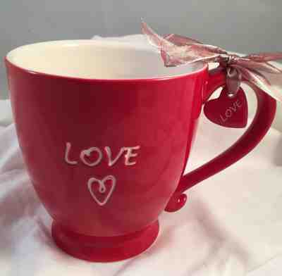 Starbucks 2006 Red LOVE Coffee Mug Cup with Heart Charm Ribbon Bow Mothers Day - Sold on eBay Jan, 24th 2020 for $29.99