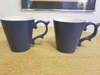 Starbucks Tazo Set Of Two Blue Slate Scroll Mug's With Rococo Handles, 14 oz.  - Sold on eBay Jan, 24th 2020 for $34.99