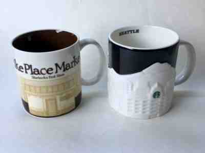 Starbucks 3D Relief Collector Series Seattle Skyline Coffee Mugs 2012 Pike Place - Sold on eBay Jan, 23rd 2020 for $30.00