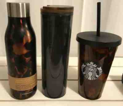 Starbucks Tortoise Shell Bundle 2 16 OZ  1 Water Bottle  - Sold on eBay Jan, 23rd 2020 for $49.99