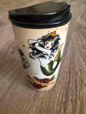 Starbucks 2015 Tattoo Mermaid Siren Ceramic Travel Mug Cup Tumbler 12 OZ - Sold on eBay Jan, 23rd 2020 for $59.95