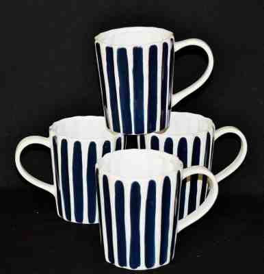 Starbucks 2008 Set Of 4 Tous Droits Blue & White Stripe Mugs  - Sold on eBay Jan, 22nd 2020 for $29.99
