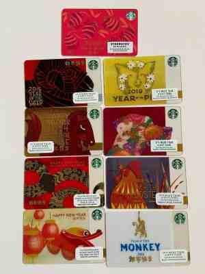 NINE (9) Starbucks Chinese New Year (2012-2020) cards  - Sold on eBay Jan, 22nd 2020 for $18.99