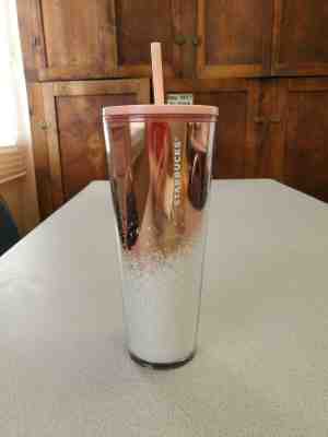 Starbucks 2019 Rose Gold Cascading Snow Cold Cup Tumbler Holiday Christmas 24 oz - Sold on eBay Jan, 22nd 2020 for $24.50