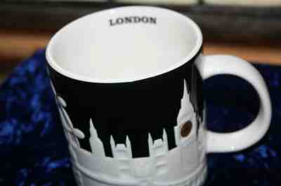 Starbucks Collector Series 2011 London Big Ben Black & White Relief Coffee Mug - Sold on eBay Jan, 22nd 2020 for $30.00