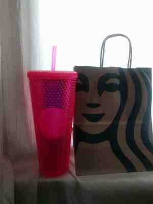 NEW Starbucks 2019 Venti Bling Iridescent Hot PINK Studded Tumbler Valentine! - Sold on eBay Jan, 22nd 2020 for $22.99