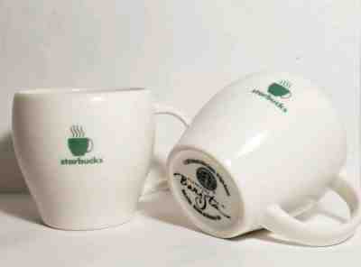 Two (2) STARBUCKS 2003 Barista Small 8 oz Espresso Coffee Cups Green Line Inside - Sold on eBay Jan, 22nd 2020 for $15.99