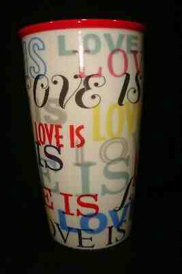 STARBUCKS Coffee LOVE IS Ceramic Travel Tumbler 12 oz - Sold on eBay Jan, 25th 2020 for $21.99