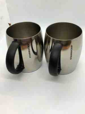(2) STARBUCKS 2013 SILVER STAINLESS STEEL COFFEE MUG 14oz TRAVEL CUP (NO LIDS) - Sold on eBay Jan, 25th 2020 for $26.00