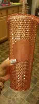 Starbucks Pink Tumbler 2019 Rose Gold Radiant Iridescent Jeweled 24oz Cold Cup - Sold on eBay Jan, 25th 2020 for $46.19