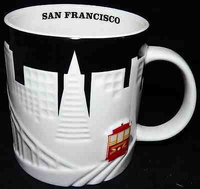 Starbucks 2012 San Francisco City Relief Coffee Mug Black White Cable Car 18 oz - Sold on eBay Jan, 25th 2020 for $49.99