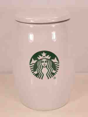 Starbucks Ceramic Coffee Tea Canister w Lid 2017 w/ Green Logo MINT 7 1/4" tall - Sold on eBay Jan, 25th 2020 for $29.95