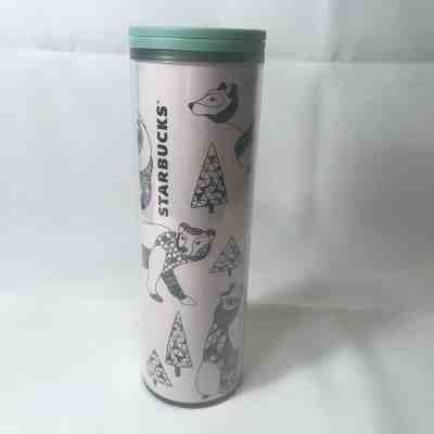Starbucks Holiday Geometric Trees & Bear 16oz Acrylic Tumbler 2017 triangles  - Sold on eBay Jan, 25th 2020 for $22.99