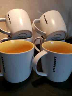 2011 Starbucks Set Of 6 White And Yellow Coffee Mugs - Sold on eBay Jan, 25th 2020 for $24.00