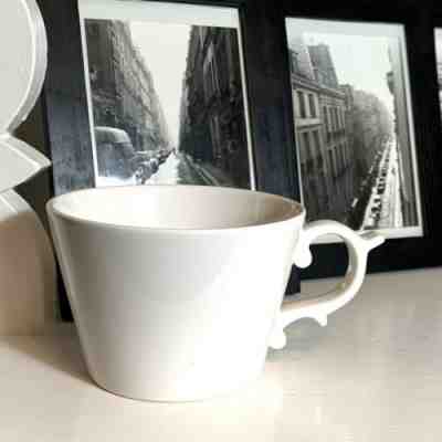 STARBUCKS COFFEE TAZO 2012 Rococo Handle Tea Coffee Mug All White ~12 oz EUC - Sold on eBay Jan, 25th 2020 for $18.18
