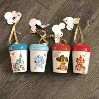 2019 Disney Set 4 Disney World Parks Starbucks Travel Tumbler Ornament - Sold on eBay Jan, 25th 2020 for $89.95