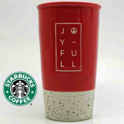 NWT Starbucks Holiday Joyful Red & Oreo Stone Ceramic Travel Tumbler Mug 12 oz. - Sold on eBay Jan, 24th 2020 for $29.99