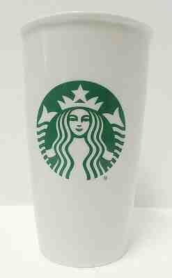 Starbucks Coffee White Ceramic Travel Tumbler Mug Cup Lid Siren Logo 12 oz 2016 - Sold on eBay Jan, 24th 2020 for $21.24