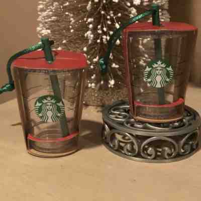 2 Starbucks Cold Cup Mini Ornaments 2014 Collection  - Sold on eBay Jan, 24th 2020 for $18.00