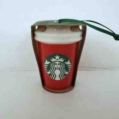 Starbucks Christmas Ornament 2016 Virginia Mermaid Logo Ceramic To Go Cup VA Red - Sold on eBay Jan, 24th 2020 for $19.99