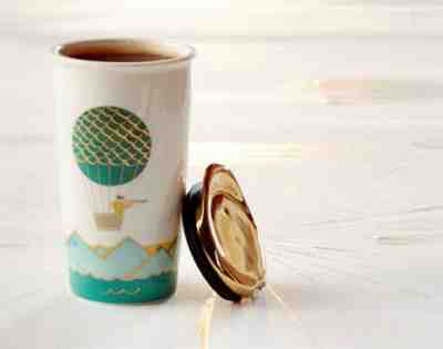 NEW Starbucks 2014 Hot Air Balloon Green Dot Collection Travel Tumbler 12 oz - Sold on eBay Jan, 22nd 2020 for $20.00