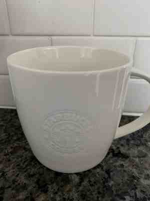 STARBUCKS COFFEE MUG/CUP White Embossed Bone China Mermaid 2009 16 oz - Sold on eBay Jan, 22nd 2020 for $19.00