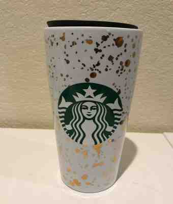 Starbucks Confetti Glitter 12 oz Ceramic Tumbler White and Gold Holiday 2019 - Sold on eBay Jan, 22nd 2020 for $30.00