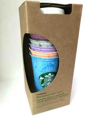 STARBUCKS 2019 REUSABLE HOT CUPS Sippy Lids 6 PACK Marble Rainbow Colors NEW  - Sold on eBay Jan, 22nd 2020 for $29.99