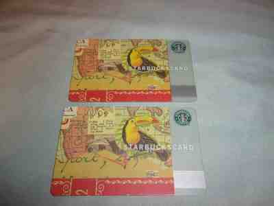 2 Starbucks Cards - RARE 2002 Toucan !!!!!!!!!!!!!! - Sold on eBay Jan, 26th 2020 for $17.50