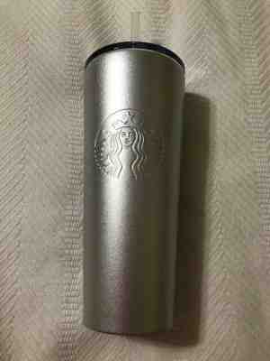 NEW Starbucks Silver Glitter Stainless Steel Cold Cup Tumbler With Straw 16 oz  - Sold on eBay Jan, 26th 2020 for $19.99