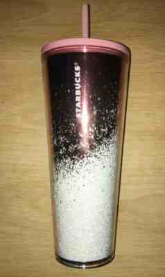 NEW Starbucks Holiday 2019 Cold Drink Tumbler ROSE GOLD Cascading Snow (24 oz) - Sold on eBay Jan, 26th 2020 for $31.99