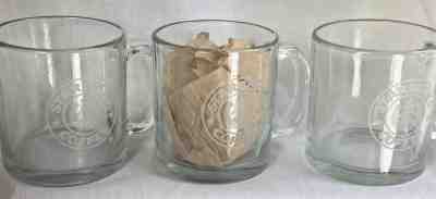 Starbucks 12 oz set of 3 clear  mugs with frosted logo in White. Made in the USA - Sold on eBay Jan, 26th 2020 for $47.10