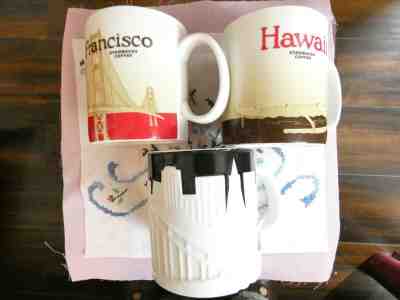 Starbucks 3 Coffee Mugs San Francisco Skline Hawaii Catamaran Sanfrancisco Red - Sold on eBay Jan, 26th 2020 for $24.99