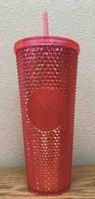 NEW STARBUCKS 2019 Neon Pink Studded Cold Cup Tumbler WINTER HOLIDAY 24 oz - Sold on eBay Jan, 26th 2020 for $24.00