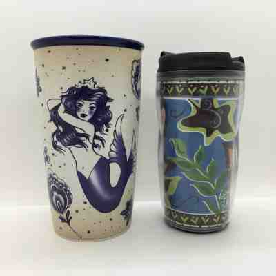 Starbucks 2016 Sailor Tattoo Mermaid Ceramic Tumbler & 2001 Barista Travel Mug  - Sold on eBay Jan, 26th 2020 for $22.50