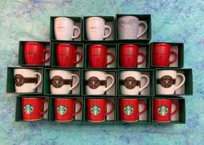 Lot of 18 Starbucks Espresso Mugs 3 oz. Mini NEW (2016) Abbey Red White Mermaid - Sold on eBay Jan, 26th 2020 for $80.00
