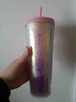 Starbucks 2019 Holiday Holographic Iridescent Palm Leaf 24oz Venti Tumbler FLAW - Sold on eBay Jan, 26th 2020 for $29.99