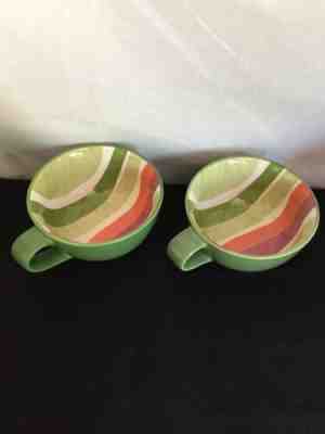 Starbucks 2008 Mugs Green Colorful Stripes Wide Mouth Coffee 14 oz - Sold on eBay Jan, 26th 2020 for $21.99