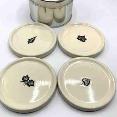 Starbucks Coasters Set Rare Ceramic Autumn Leaf Stamped Set of 4 Off White Black - Sold on eBay Jan, 26th 2020 for $19.95