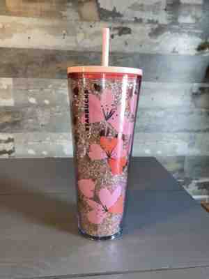 New! STARBUCKS Valentines 2020 TUMBLER HEARTS 24 OZ Cups Glitter  - Sold on eBay Jan, 25th 2020 for $25.00