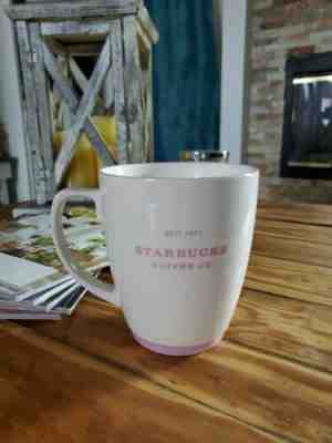 Starbucks 2006 18 oz. Coffee Mug - Abbey - White and Pink - Sold on eBay Jan, 25th 2020 for $21.00