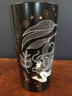 NEW 2019 Starbucks Holiday Siren Mermaid Travel Mug Ceramic Cup 12oz Black Gold - Sold on eBay Jan, 25th 2020 for $19.95