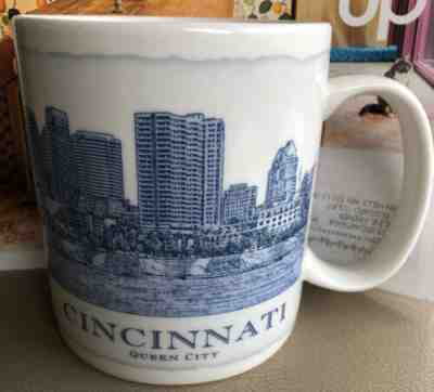 Starbucks 2008 18 oz Cincinnati Queen City Mug Architectural Series Blue & White - Sold on eBay Jan, 25th 2020 for $19.95