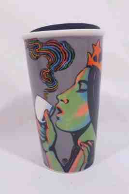 Starbucks 2016 Psychedelic Siren Mermaid Tumbler Double Wall Ceramic Black Lid - Sold on eBay Jan, 25th 2020 for $23.00